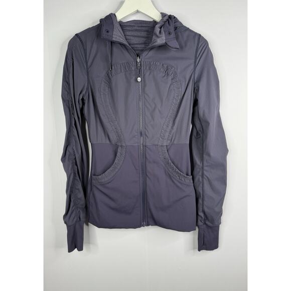 LULULEMON Dance Studio Jacket Women's 8 Hood Reversible Purple Striped - Picture 1 of 12